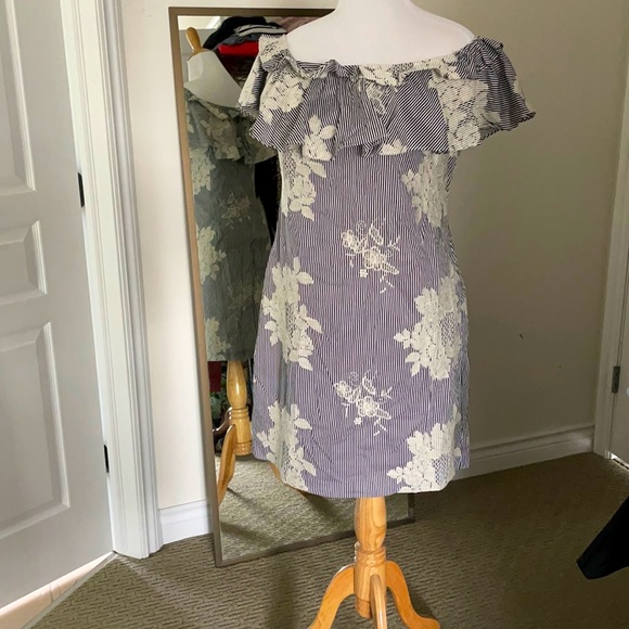 Lauren, cotton, off shoulder mid length dress - Picture 1 of 4